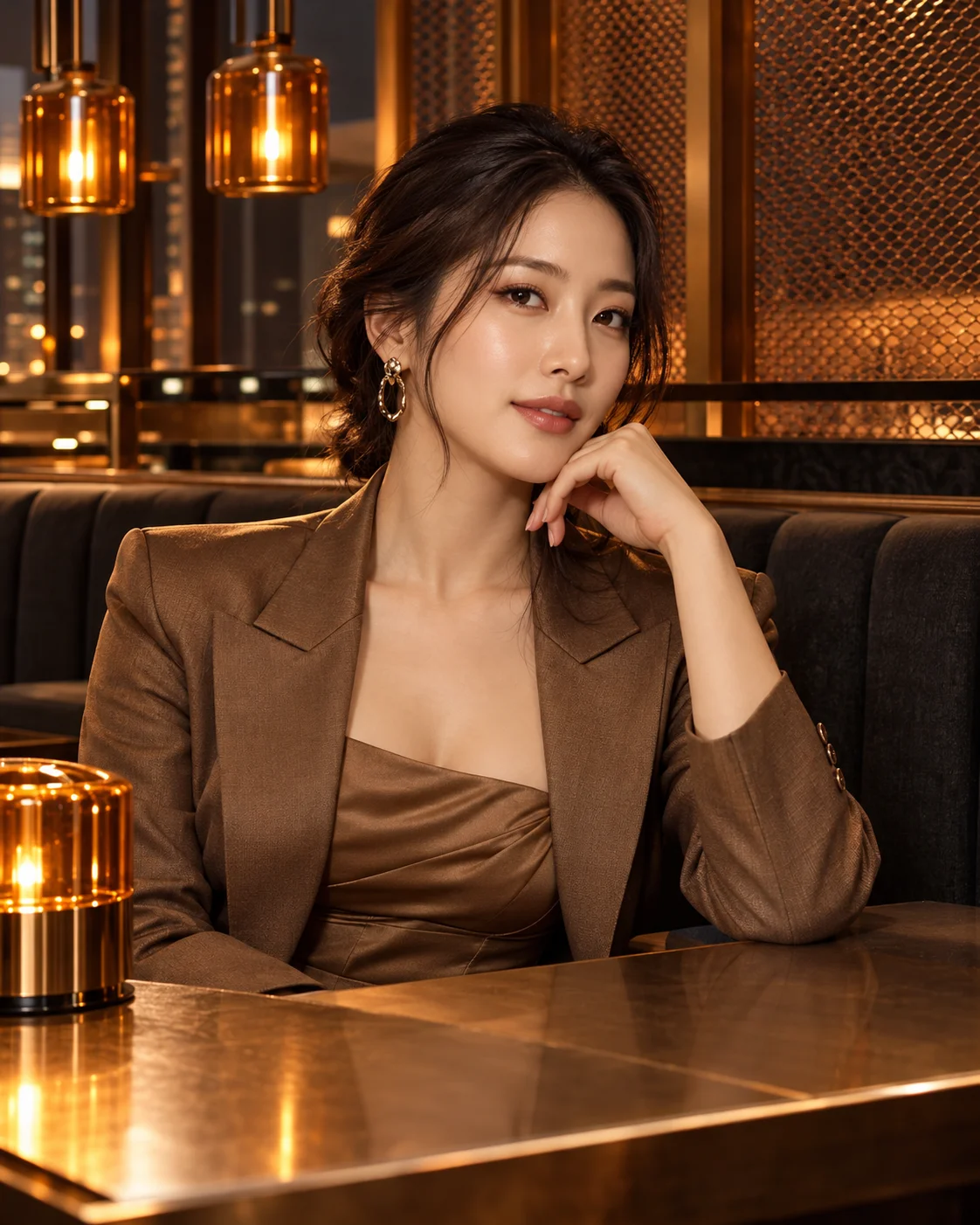 서구청 일대 브랜드 비주얼 디자인 색감에 맞춘 성인 여성 AI 패션 화보 — 실제 매장 직원 사진 아님